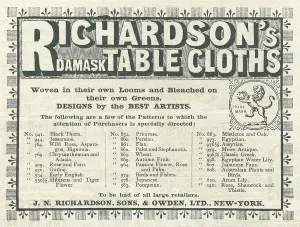 Retail Trade Prints: Ad For Richardson's Table Cloths