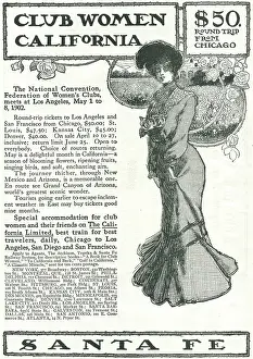 Clubs Prints: Ad For Santa Fe Railway