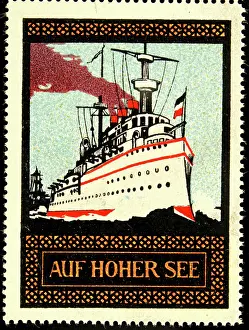 Ships Prints: Advertising stamp On high sea