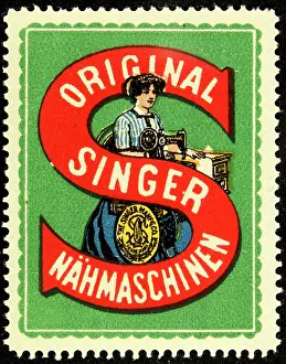 Companies Prints: Advertising stamp Singer sewing machines