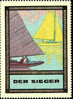 Sailboats Prints: Advertising stamp The winner