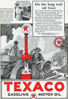 1920s Style Prints: Advertisement for Texaco Gasoline Products from American Magazine