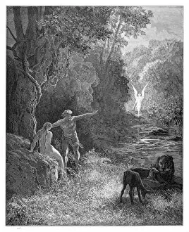 Images Dated 12th June 2015: Adam and Eve Paradise engraving