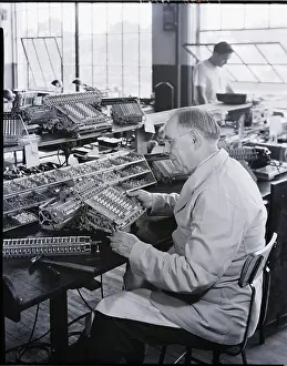 Foreman Prints: Adding Machine Factory Worker Seated