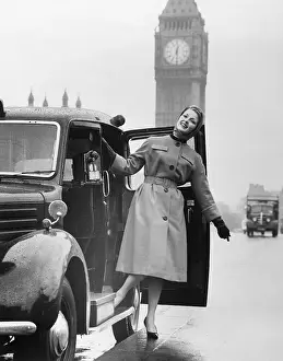 Modeling Prints: Adele Lawrence Models Raincoat By Car