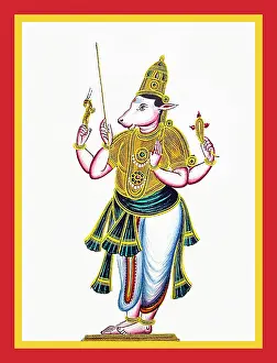 Bull Prints: Adhikara Nandistands with a bull's head on a man's body
