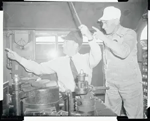 Michigan Prints: Adlai Stevenson at the Controls of a Switch Engine