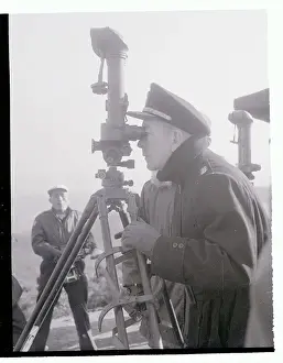 Arthur W Prints: Admiral Arthur W. Radford Looking Through Binoculars