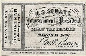 1860s Prints: Admission Ticket to President Johnson's Impeachment Trial