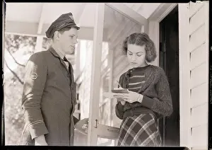 Adolescent Signing For A Western Union Telegram