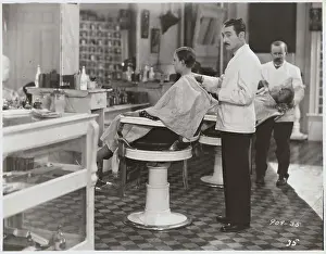Adolph Menjou Playing Barber