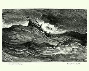 Gustave Dore (1832-1883) Gallery: Adventures of Baron Munchausen, Ship in a storm