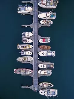 Aerial of boats, Hafnarfjordur, Iceland