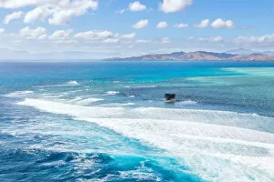Landmark Collection: Aerial of Cloudbreak reef surf spot, Fiji