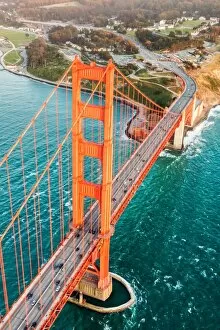 Aerial of Golden gate bridge, San Francisco, USA