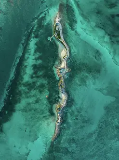 Aerial image looking down on Pearl Island, Bahamas