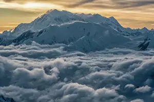 Aerial image of the Saint Elias mountains in Kluane National Park and Reserve. This is Mount Logan, the largest mountain in Canada