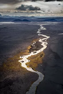 Images Dated 3rd September 2014: Aerial of Jokulsa river a fjollum, Iceland