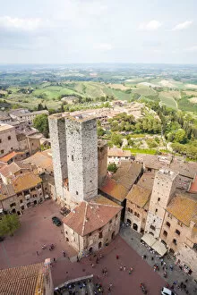 Incidental People Collection: Aerial of old town of San Gimignano