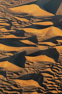 Sossosulvi Sand Dunes Prints: Aerial photograph taken at dawn from a helicopter, Namib Desert, Sossusvlei, Namibia