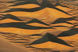 Sossosulvi Sand Dunes Prints: Aerial photograph taken at dawn from a helicopter, Namib Desert, Sossusvlei, Namibia