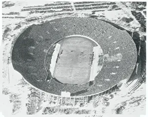 Aerial Shot of Crowded Stadium for Rose Bowl Game