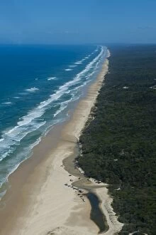 Aerial view, 75 Mile Beach, Fraser Island, Queensland, Australia