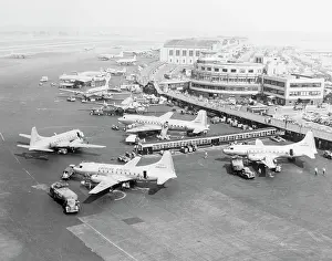 Passenger Airplane Prints: Aerial View of Airplanes at La Guardia