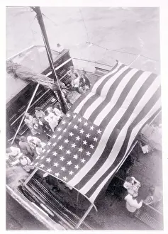 Aerial View of an American Flag Sprawled out on Steamer