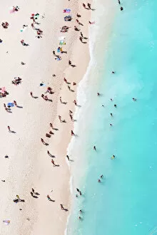 Images Dated 31st August 2015: Aerial view of beach in summer with people. Zakynthos, Greek Islands, Greece