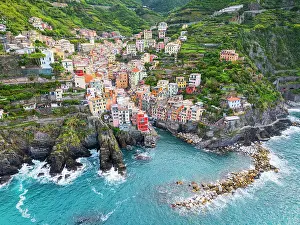 Vacation Prints: aerial view of the beautiful village of Riomaggiore