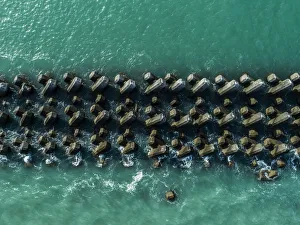 Images Dated 8th July 2018: Aerial view Of blue sea and brake water