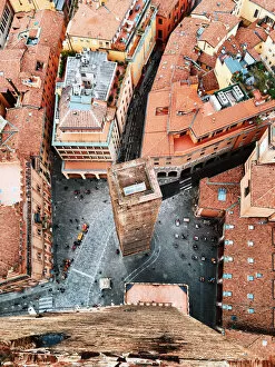 Images Dated 22nd February 2016: Aerial view of Bologna old town, Emilia-Romagna, Italy