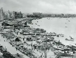 Shanghai Prints: Aerial view of Bund in Shanghai