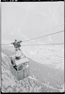 Chamonix Prints: Aerial View of Chamonix and the French Alps from Brevent Cableway Cablecar