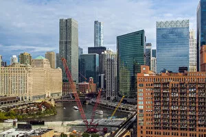 Cityscapes Prints Collection: Aerial View Of Chicago River