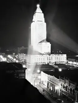Aerial View Of City Hall At Night