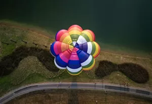 Images Dated 18th February 2017: Aerial View of colorful hot air balloon