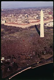 Aerial View of Demonstration at Washington Monument