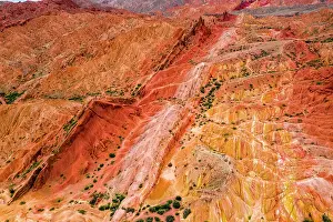 Prints of Colorful slopes in Fairy Tale Canyon (Skazka Canyon), Kyrgyzstan Kyrgyzstan Unveiled Prints: Aerial view of desert landscape in Fairy Tale Canyon (Skazka Canyon), Kyrgyzstan
