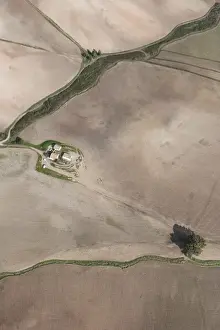 Aerial view, fields in the Sierra de Cadiz, Andalusia, Spain