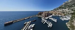 Aerial view of the Fontvieille Harbor, Fontvieille, Monte Carlo, Monaco