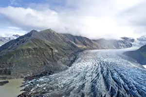 Vatnajokull Prints: Aerial view of the glacier tongue of Svinafellsjoekull Glacier, Southern Region, Iceland
