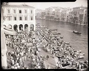 Gondola Prints: Aerial View of Gondolas on Shore