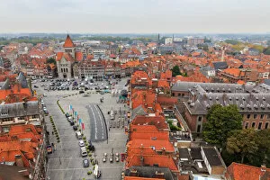 Images Dated 14th October 2015: Aerial view Grand place in Tournai