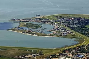 Images Dated 27th August 2014: Aerial view, harbour of Norderney with ferry pier, Wadden Sea, Norderney, island in the North Sea