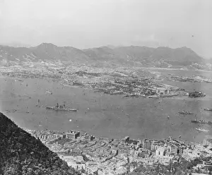 Hong Kong Prints: Aerial View of Hong Kong Harbor