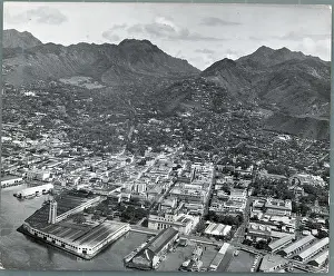 Honolulu Prints: Aerial View of Honolulu Hawaii