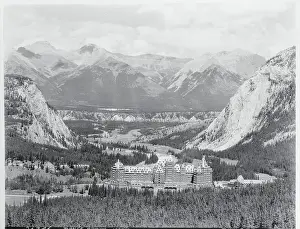 Banff Prints: Aerial View of a Hotel in a Valley