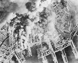 Kobe Prints: Aerial View Of Kobe As Bombers Attacked
